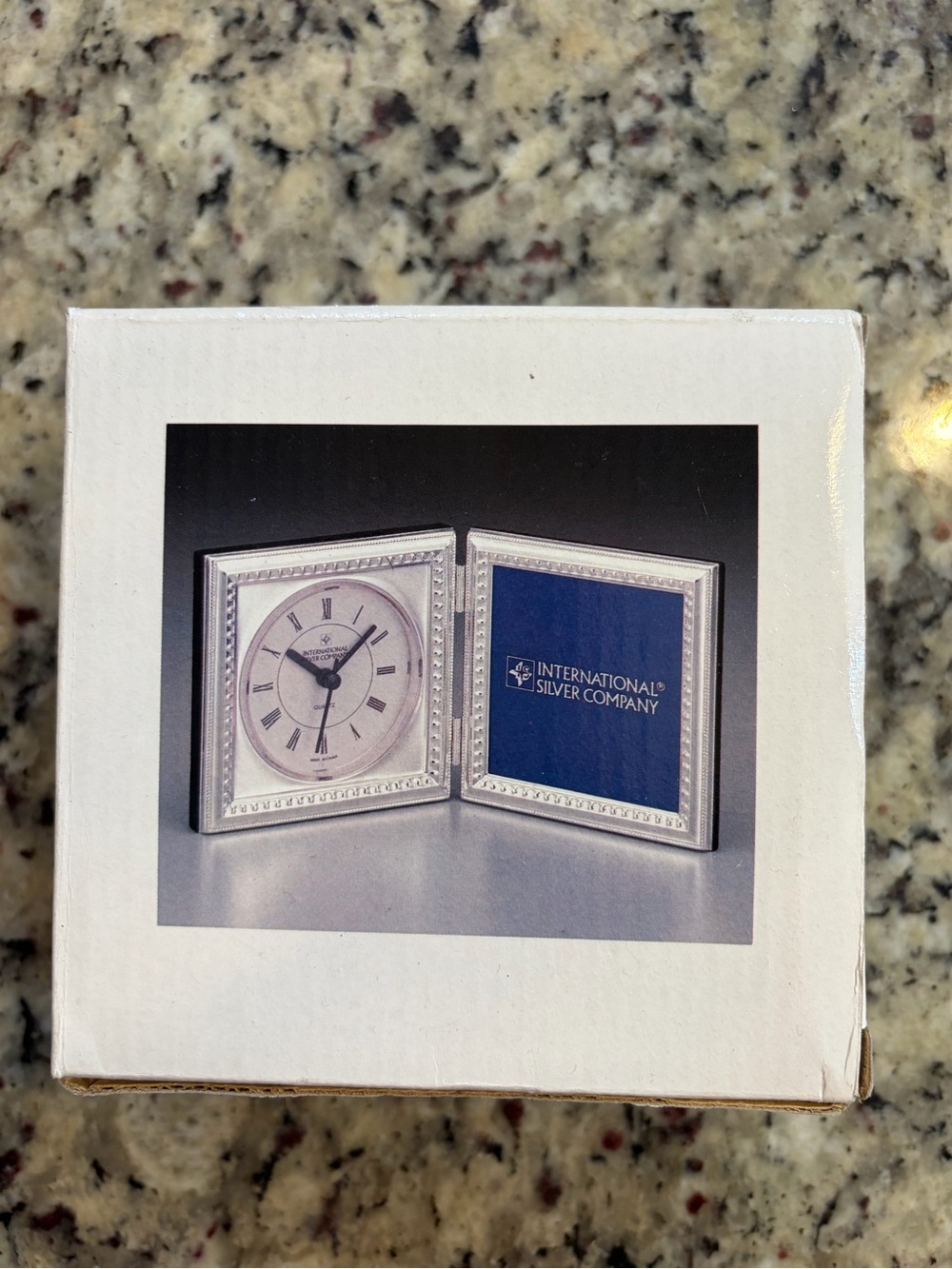 Vintage International Silver Company Silver-Tone Clock and Frame